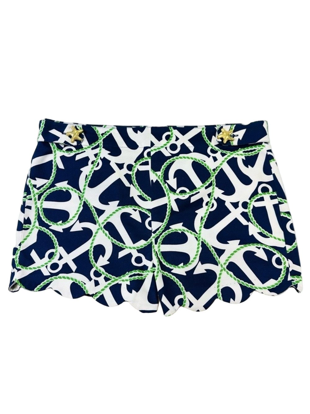 Mudpie nautical NEW womens shorts Size L navy white anchor print Resort cotton